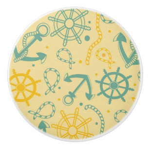 Retro background with anchor, ropes ceramic knob