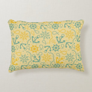 Retro background with anchor, ropes decorative pillow