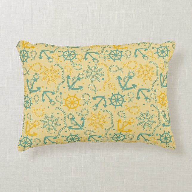 Retro background with anchor, ropes decorative pillow (Front)