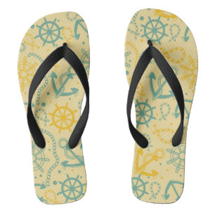 Retro background with anchor, ropes flip flops