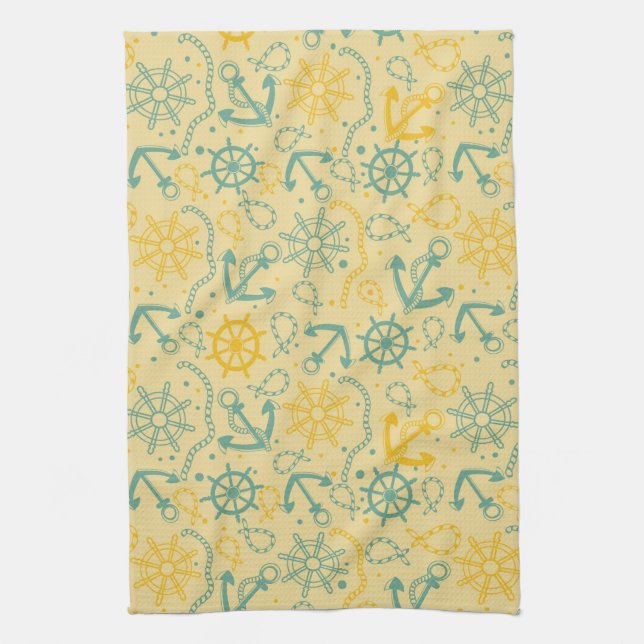 Retro background with anchor, ropes kitchen towel (Vertical)