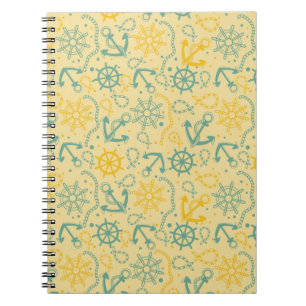 Retro background with anchor, ropes notebook
