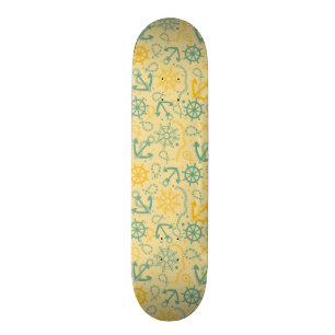 Retro background with anchor, ropes skateboard