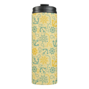Retro background with anchor, ropes thermal tumbler