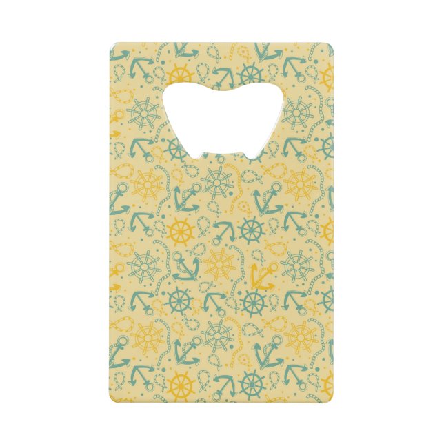 Retro background with anchor, ropes wallet bottle opener (Front)