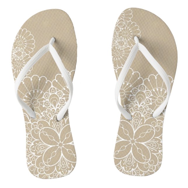 Retro background with lace ornament flip flops (Footbed)