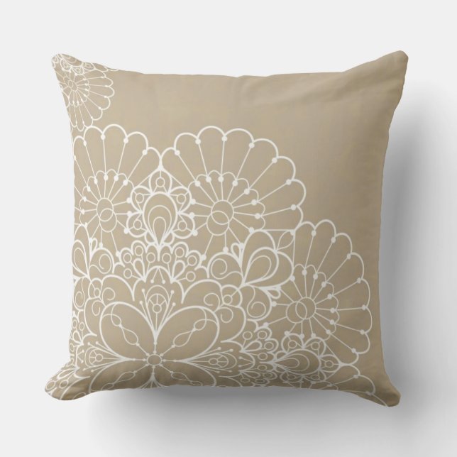 Retro background with lace ornament throw pillow (Front)