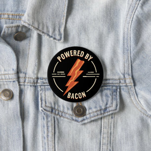 Retro Bacon Lover Funny Food Design with Lightning 3 Inch Round Button