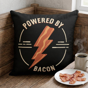 Retro Bacon Lover Funny Food Design with Lightning Throw Pillow