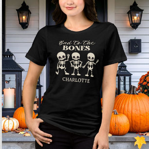  Retro Bad To The Bones Spooky Halloween Tri-Blend Shirt