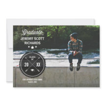 Retro Badge & Arrows Photo Graduation Invitation