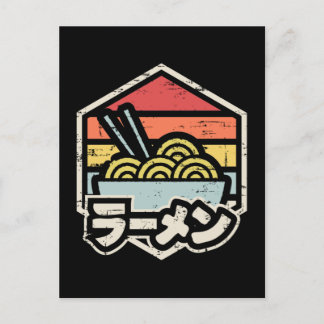 Retro Badge Ramen Classic Round Sticker Postcard