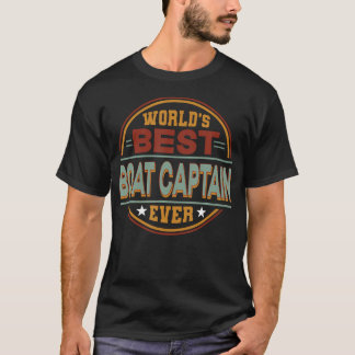 Retro Badge Worlds Best Boat Captain T-Shirt