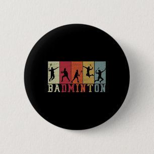Retro Badminton Player Silhouettes - Badminton  2 Inch Round Button