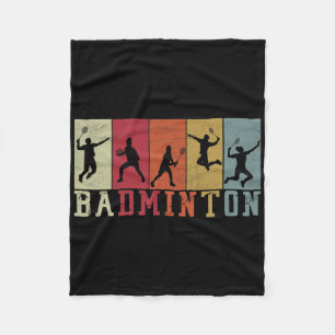 Retro Badminton Player Silhouettes - Badminton  Fleece Blanket