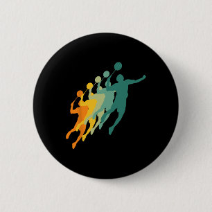 Retro Badminton Players Shuttle Sports Racket Coac 2 Inch Round Button
