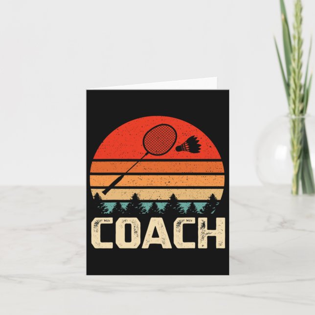 Retro Badminton Racket Shuttle Badminton Coach Gif Card (Front)