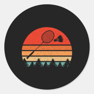 Retro Badminton Racket Shuttle Funny Badminton Pla Classic Round Sticker