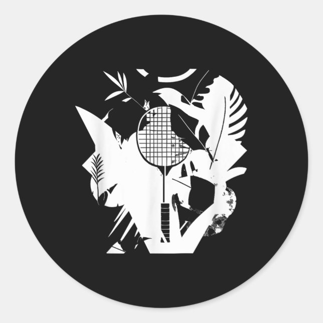 Retro Badminton Racket Shuttle Player  Classic Round Sticker (Front)