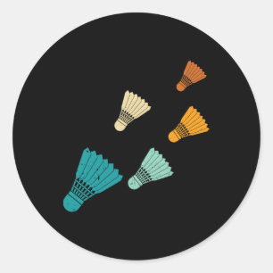 Retro Badminton Shuttle  Classic Round Sticker