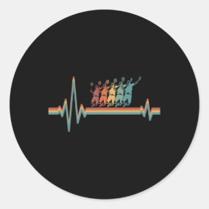 Retro Badminton Shuttle - Player Vintage Ekg Heart Classic Round Sticker