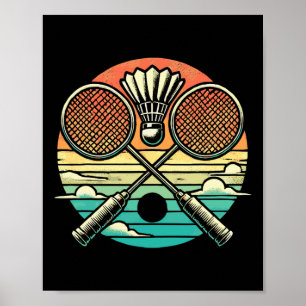 Retro Badminton Shuttle Racket  Poster