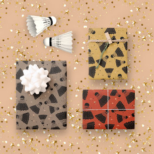 Retro Badminton Shuttlecock Pattern Wrapping Paper Sheet