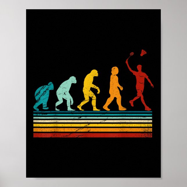 Retro Badminton With Shuttle Evolution Darwin  Poster (Front)
