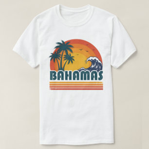 Retro Bahamas Beach Summer Sunset 70s Palm Tree T-Shirt