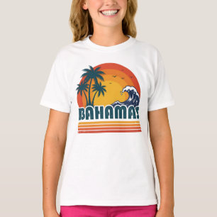 Retro Bahamas Beach Summer Sunset 70s Palm Tree T-Shirt