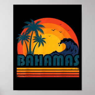 Retro Bahamas Beach Summer Vacation Sunset 70s 80s Poster