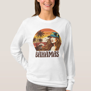Retro Bahamas Beach Women Summer Vacation Sunset T-Shirt