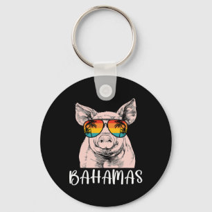 Retro Bahamas Pig Bahamas Souvenir Family Vacation Keychain