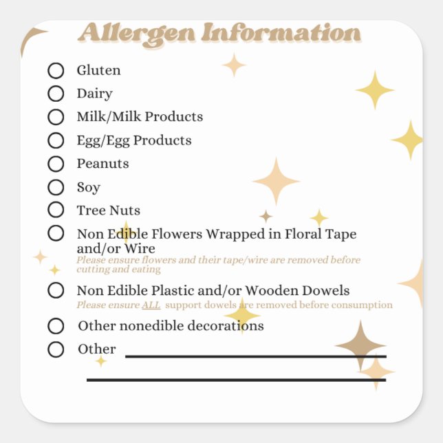 Retro Bakery Allergen Information Sticker (Front)