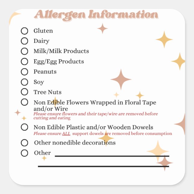 Retro Bakery Allergen Information Sticker (Front)