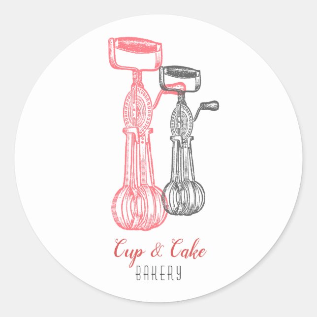 Retro Bakery, Baker, Pastry Chef, Egg Beaters  Classic Round Sticker (Front)