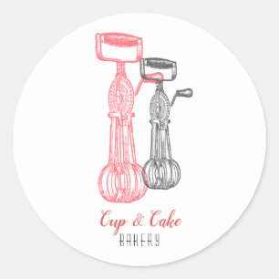Retro Bakery, Baker, Pastry Chef, Egg Beaters  Classic Round Sticker