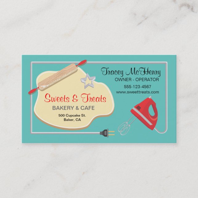 Retro Bakery Cookie Business card No Back (Front)