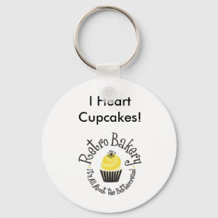 Retro Bakery I Heart Cupcakes Key Chain! Keychain