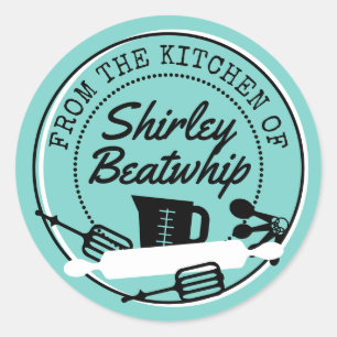 Retro baking utensils from the kitchen of classic round sticker