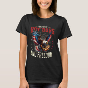 Retro Bald Eagle Hotdog American Flag 4th Of July T-Shirt