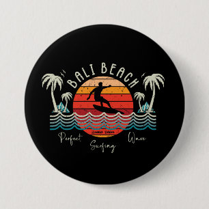 Retro Bali Beach 3 Inch Round Button