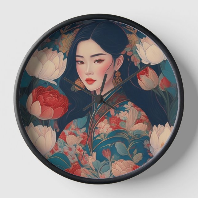Retro Bali Clock - Timeless Elegance Balinese Girl (Front)