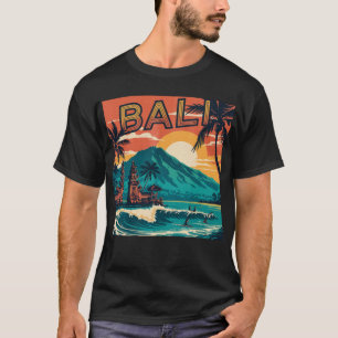 Retro Bali Travel – Sunset Beach Ocean Surfers T-Shirt
