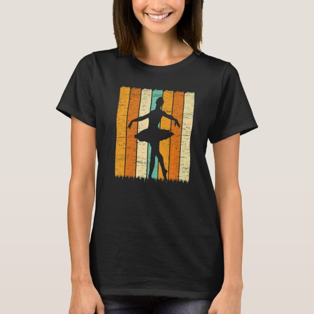Retro Ballet Ballerina Ballet Dancer Pointe Barre T-Shirt (Front)
