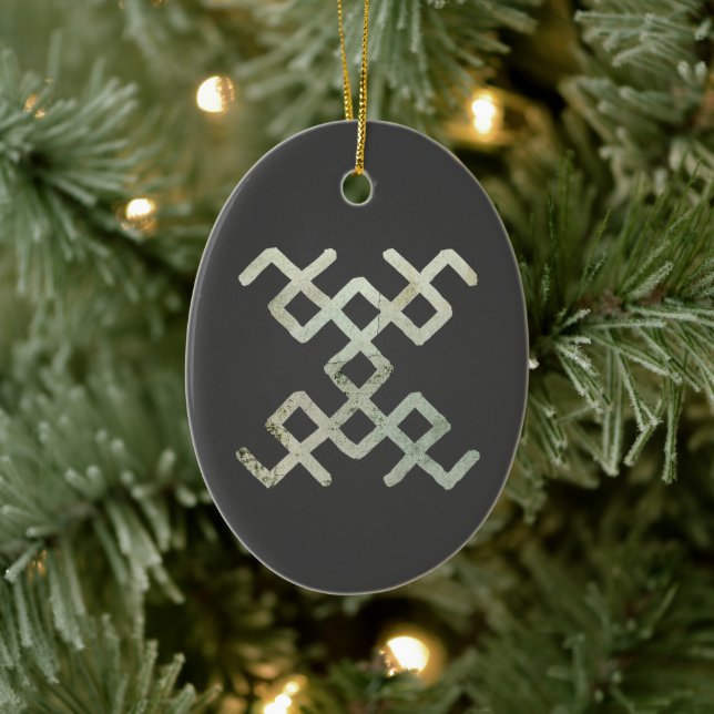 Retro Baltic Pattern Change Traditional Hand Drawn Ceramic Ornament (Tree)