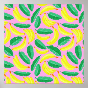 Retro Banana Pattern Poster