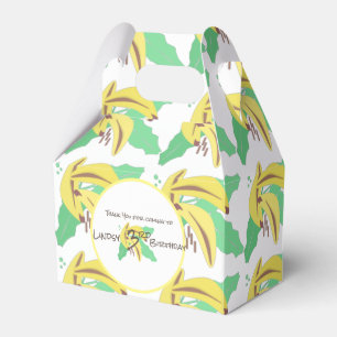 Retro Banana Yellow Turning Three Birthday Favor Box