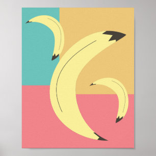Retro Bananas Colourful Shapes Poster
