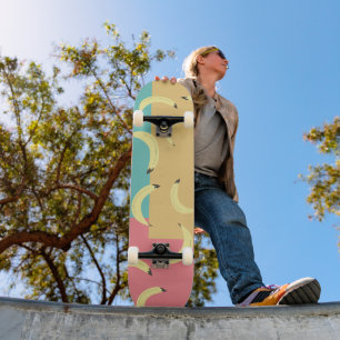 Retro Bananas Colourful Shapes Skateboard